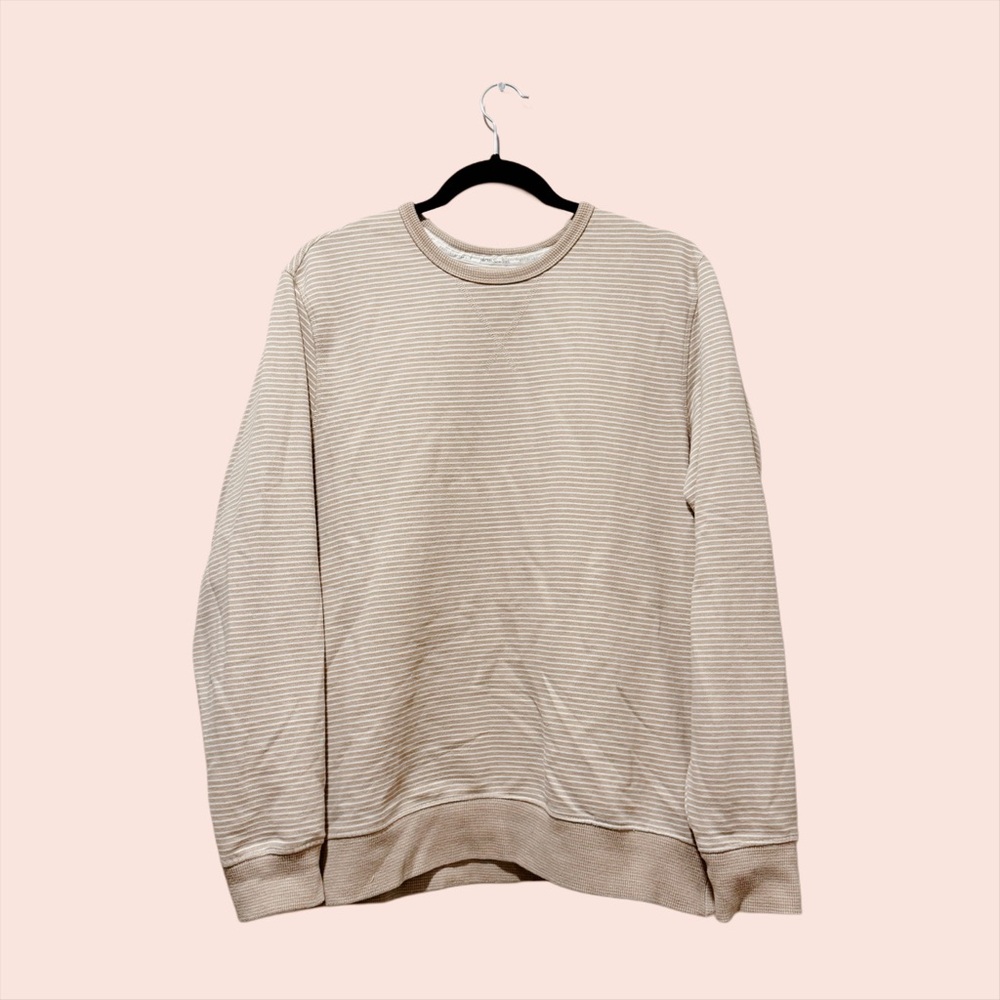 Women's Beige Striped Crewneck Top